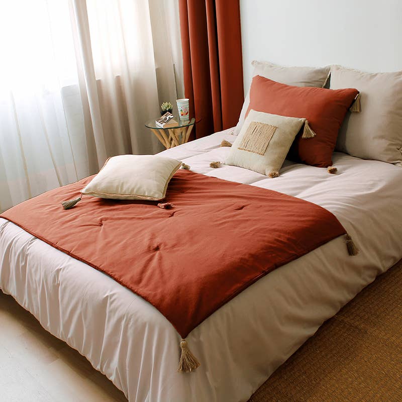 Quilt mit Jutequasten, 90x190 cm, 11 Farben, Panama
