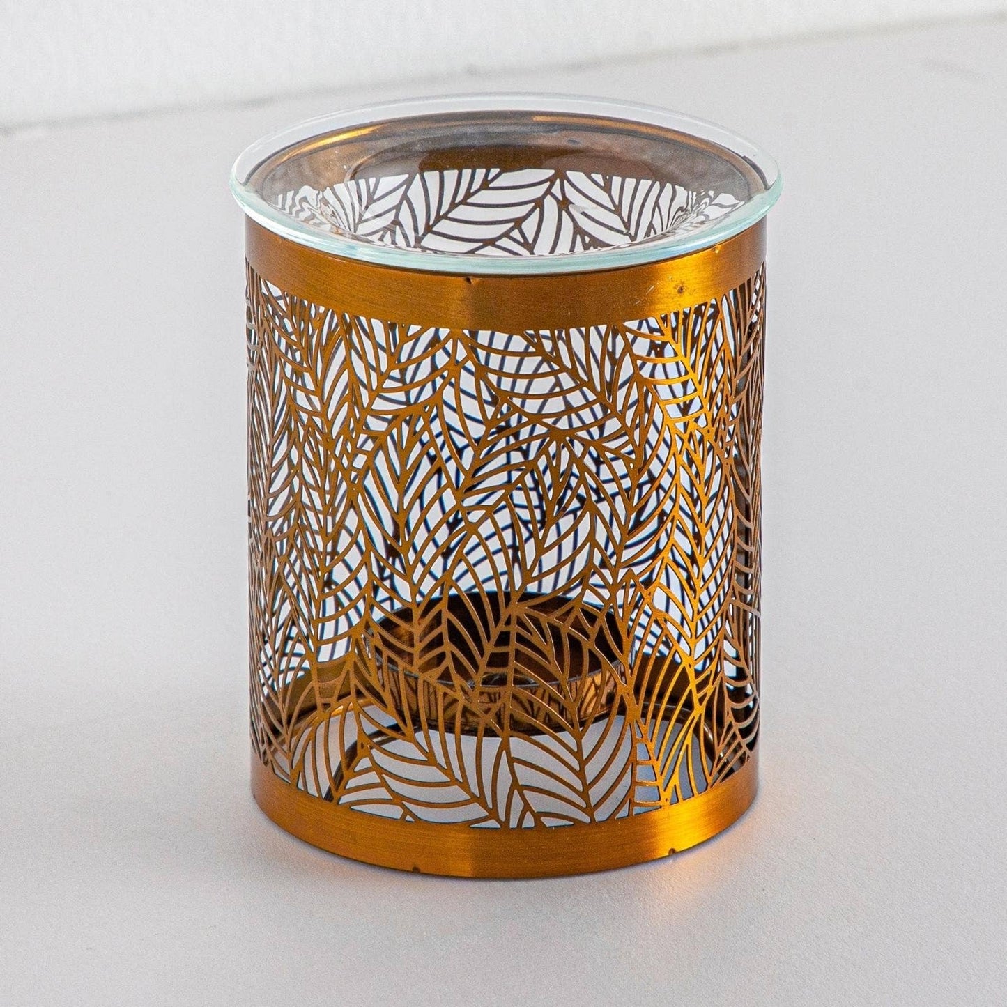 Blätter-Duftlampe – Originales Motiv aus durchbrochenem Metall & Glas