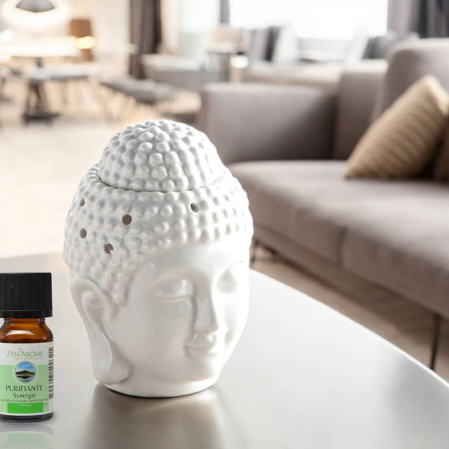 Ölbrenner und Duft Buddha weiß aus Keramik Dhyana