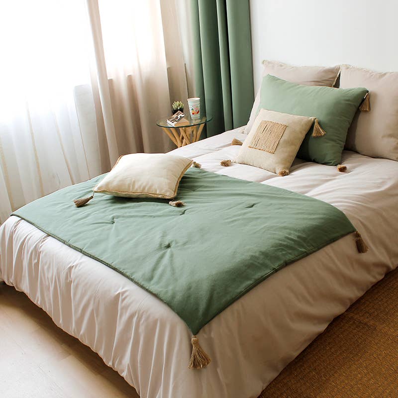 Quilt mit Jutequasten, 90x190 cm, 11 Farben, Panama