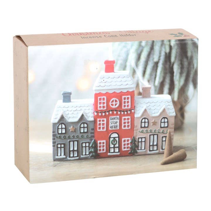 Räucherkegelhalter „Weihnachtsdorf“ – Festliche Winterdekoration mit Raucheffekt