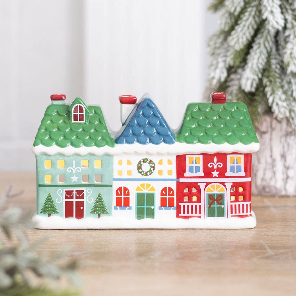 Teelicht- und Räucherkegelhalter „Weihnachtsstraße”