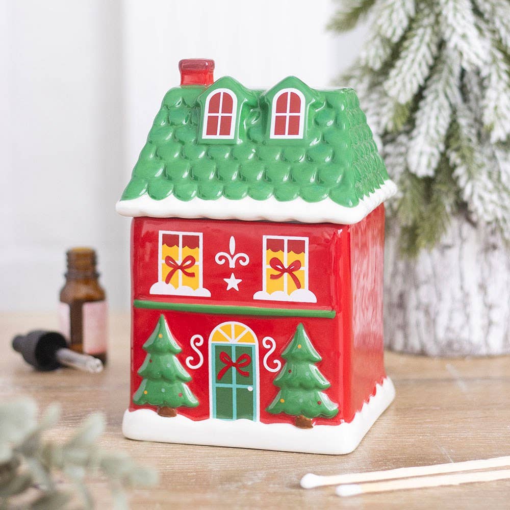 Roter Weihnachts-Häuser Duftölbrenner