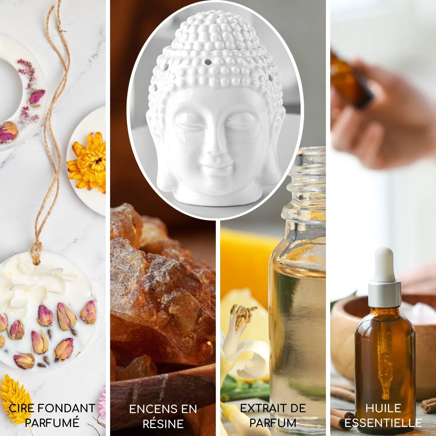 Ölbrenner und Duft Buddha weiß aus Keramik Dhyana