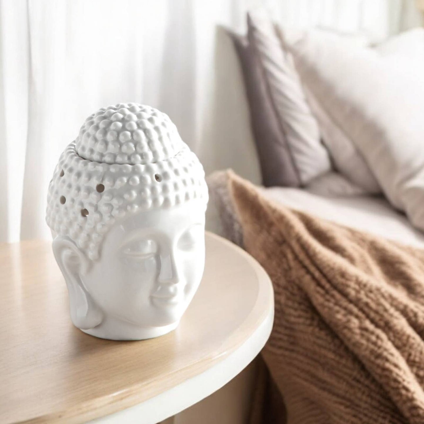 Ölbrenner und Duft Buddha weiß aus Keramik Dhyana
