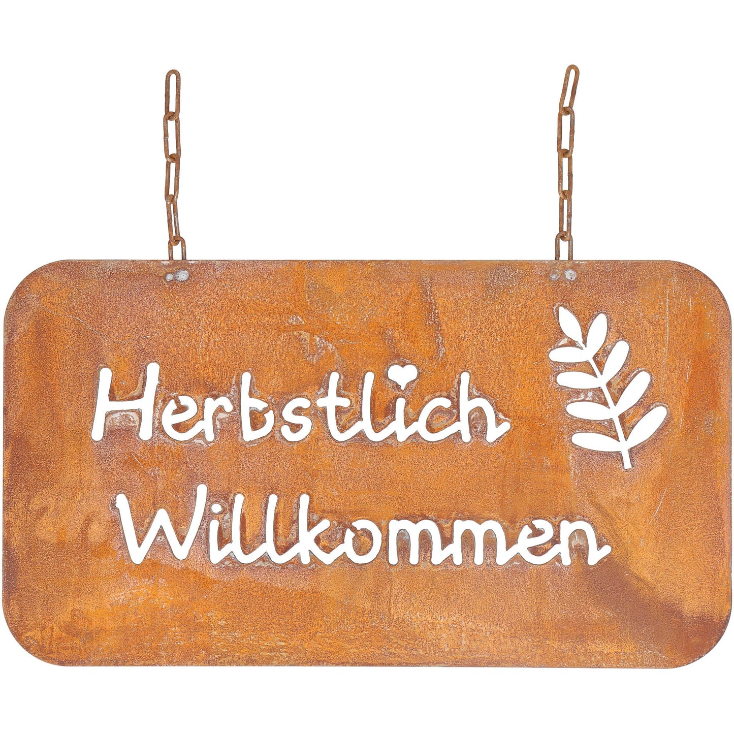 Metall Tafel Herbstlich Willkommen mit Aufhängekette