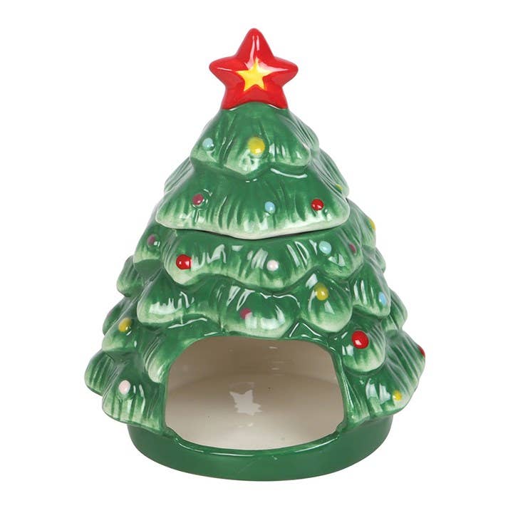 Nostalgischer Weihnachtsbaum-Ölbrenner aus Keramik
