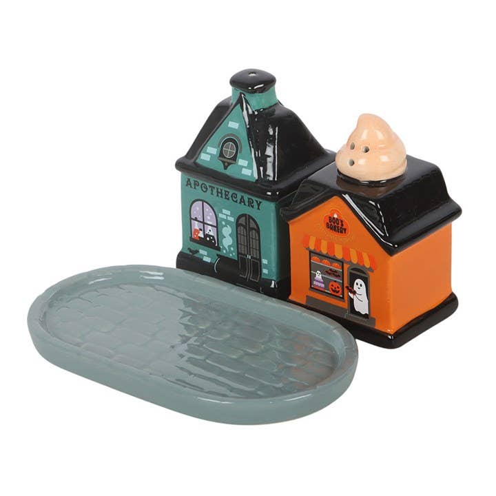 Salz- & Pfefferstreuer „Spooky Street“ – Spukhaus & Magische Apotheke aus Keramik