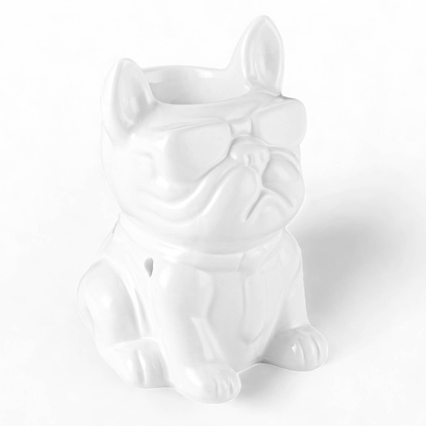 Französische Bulldogge Duftlampe aus weißer Keramik Boubou