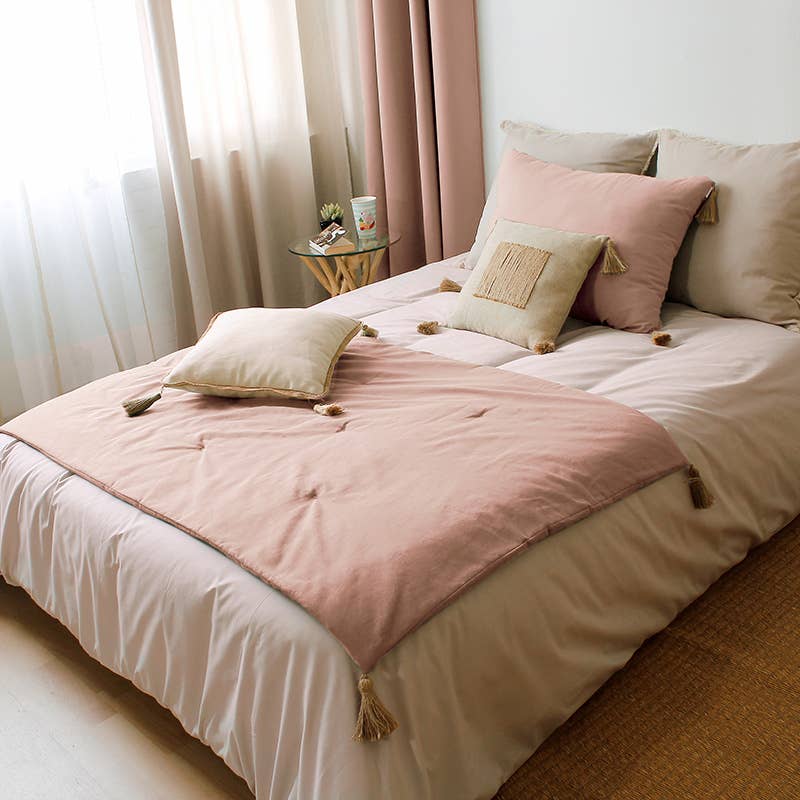 Quilt mit Jutequasten, 90x190 cm, 11 Farben, Panama