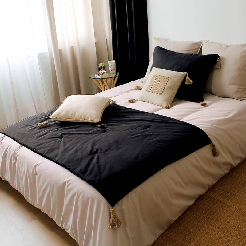 Quilt mit Jutequasten, 90x190 cm, 11 Farben, Panama