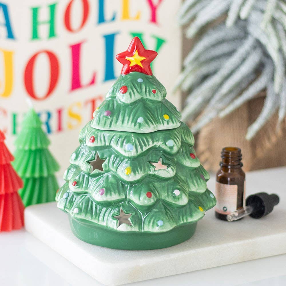 Nostalgischer Weihnachtsbaum-Ölbrenner aus Keramik