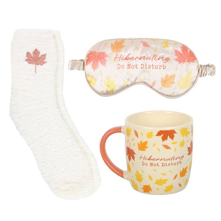 Herbst-Winterschlaf-Set mit Tasse, Socken und Schlafmaske