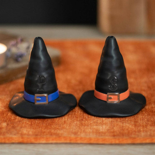 Salz- & Pfefferstreuer „Hexenhüte“ – Magisches Keramik-Set für Halloween