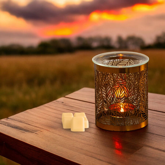 Blätter-Duftlampe – Originales Motiv aus durchbrochenem Metall & Glas