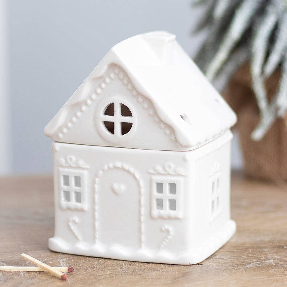 Weißes Lebkuchenhaus Weihnachts-Ölbrenner