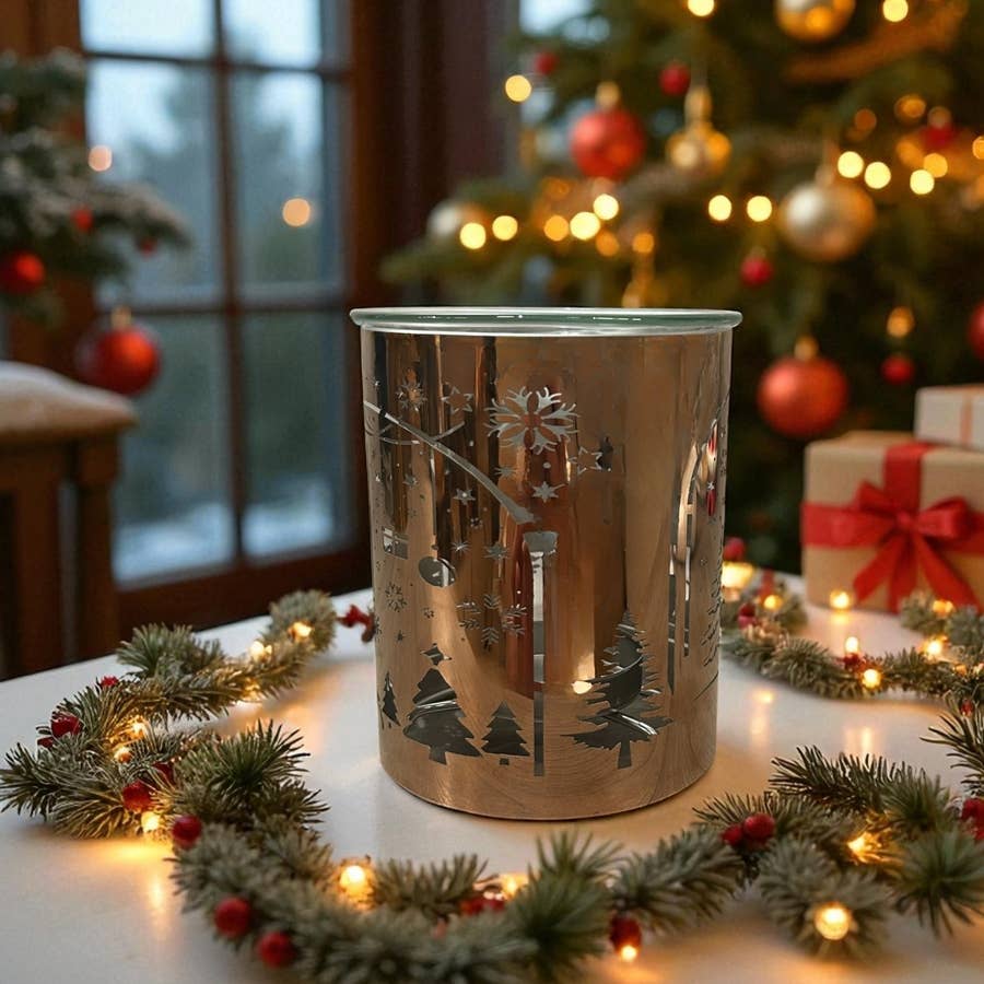 Kupferfarbener Metall-Weihrauchbrenner – Laser-Weihnachtsbogen