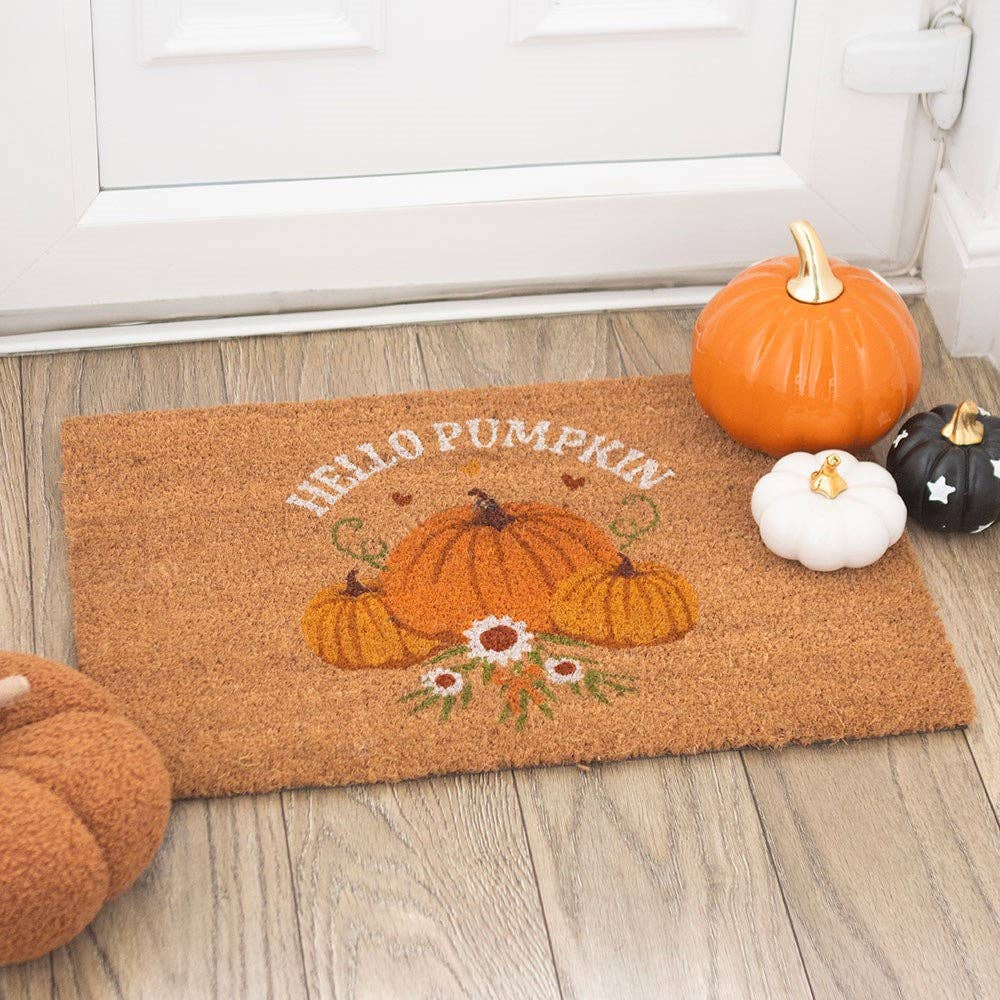Natürliche Herbsttage Hallo Kürbis Fußmatte