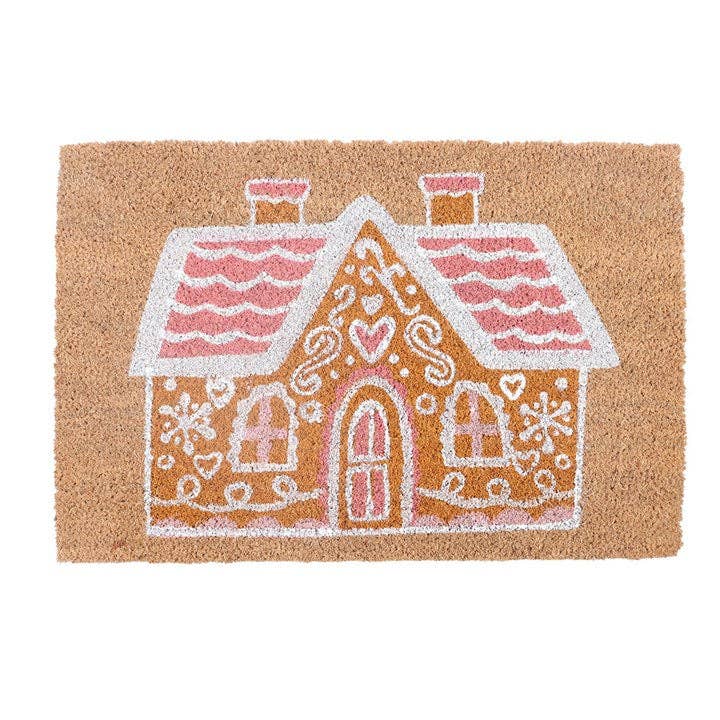 Natürliche rosa Lebkuchenhaus-Weihnachtsfußmatte