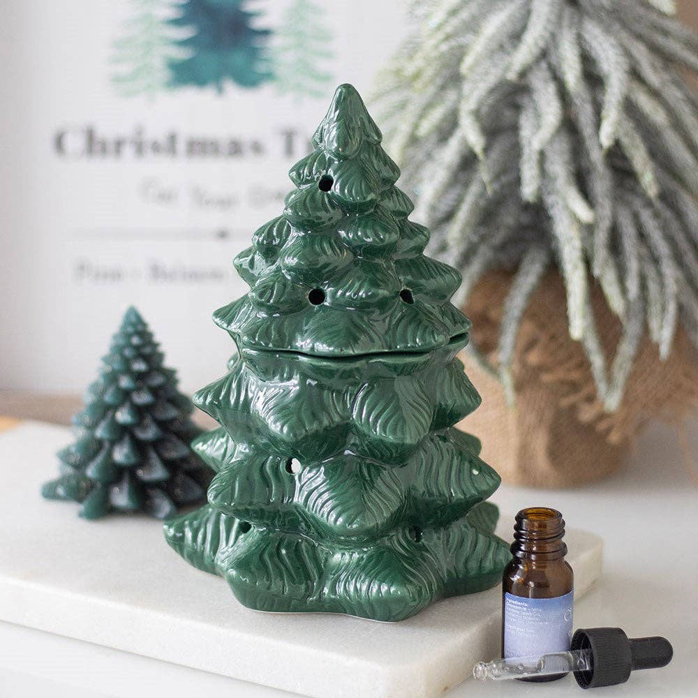 Grüner Tannenbaum-Ölbrenner und Wachswärmer