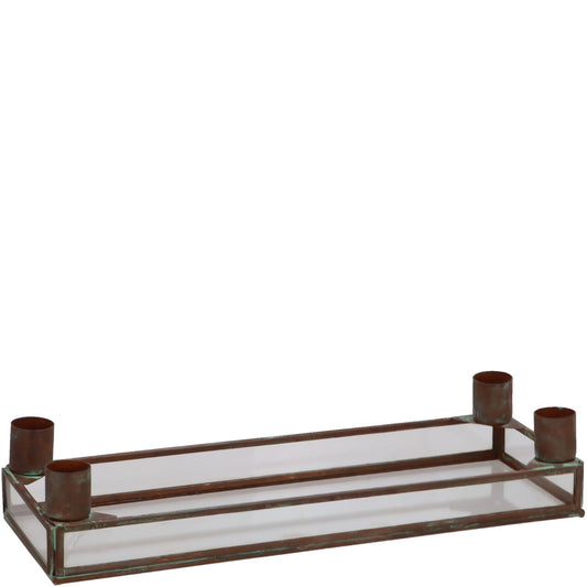 Metall Kerzenhalter Curie, L30cm, H6cm, braun