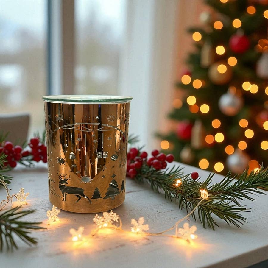 Kupferfarbener Metall-Weihrauchbrenner – Laser-Weihnachtsbogen