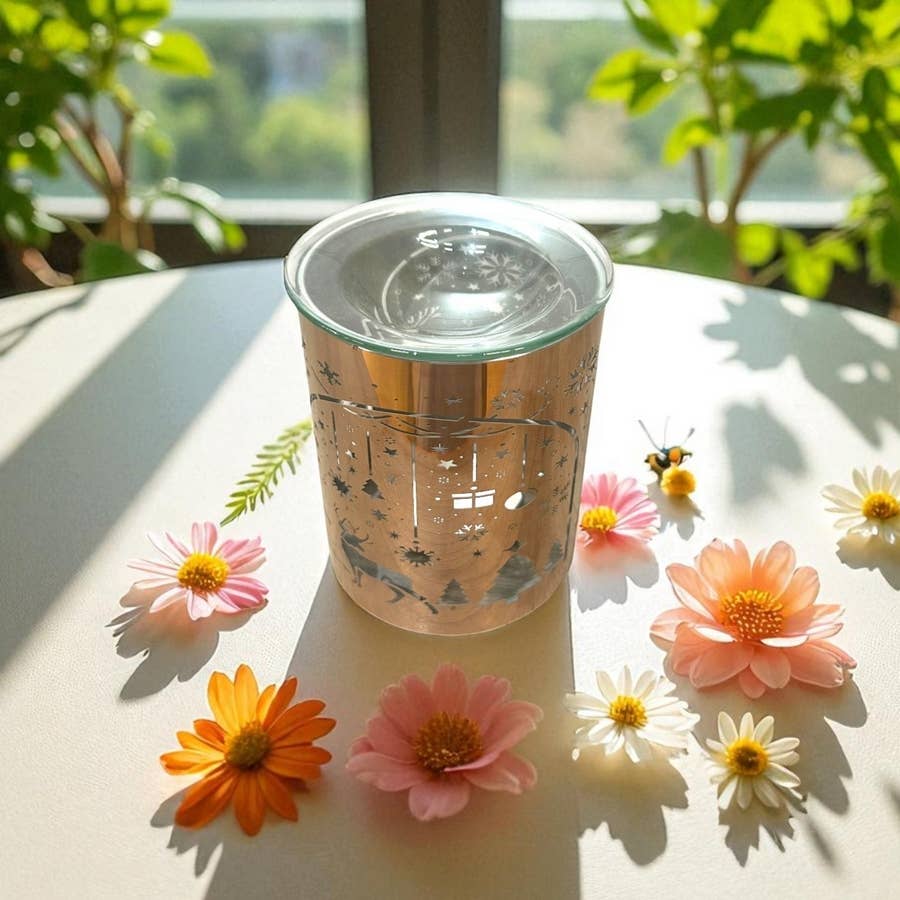 Kupferfarbener Metall-Weihrauchbrenner – Laser-Weihnachtsbogen