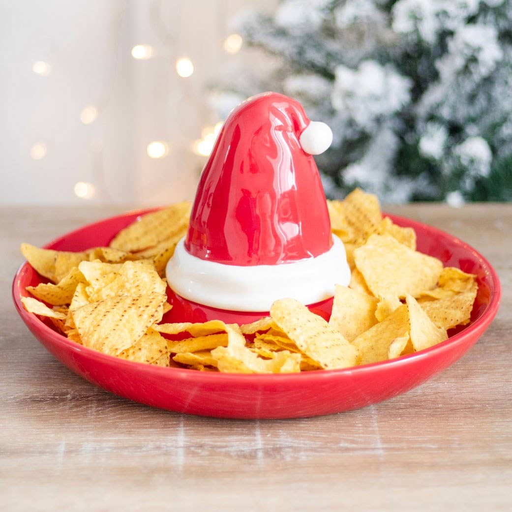 Weihnachtsmann‑Mütze Chips‑ und Dip‑Servierschale