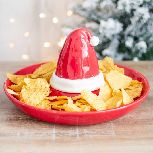 Weihnachtsmann‑Mütze Chips‑ und Dip‑Servierschale