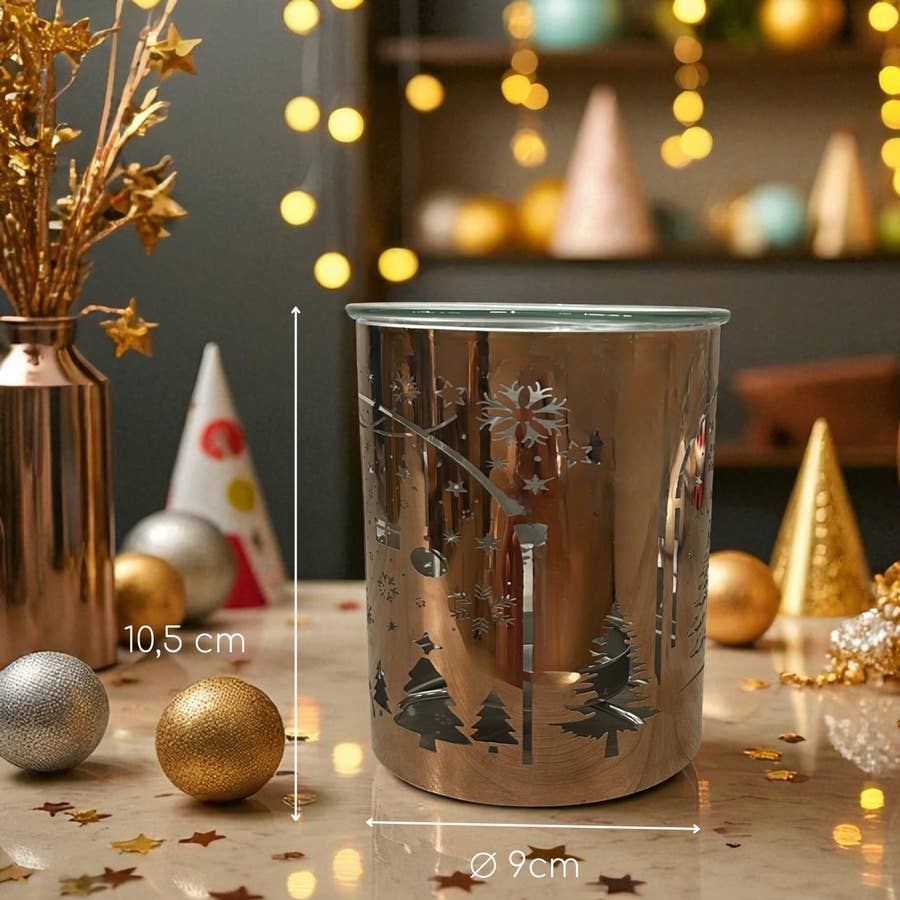 Kupferfarbener Metall-Weihrauchbrenner – Laser-Weihnachtsbogen