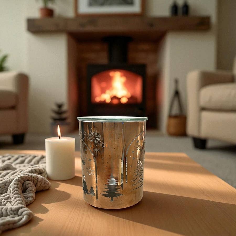 Kupferfarbener Metall-Weihrauchbrenner – Laser-Weihnachtsbogen