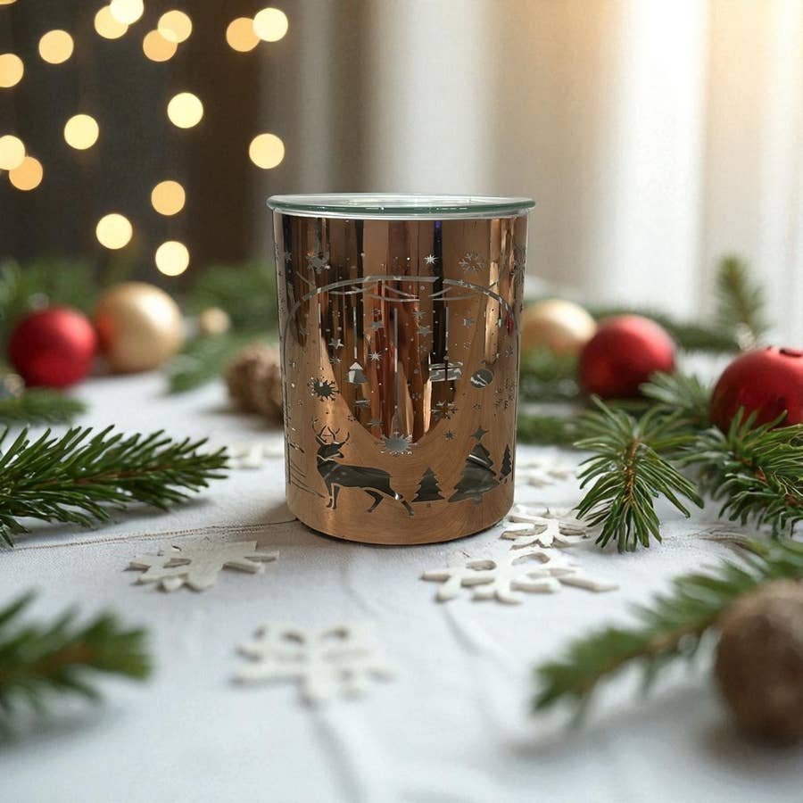 Kupferfarbener Metall-Weihrauchbrenner – Laser-Weihnachtsbogen