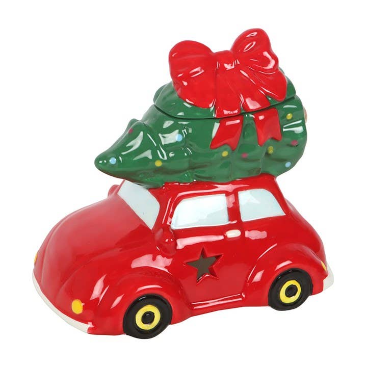 Nostalgisches Auto mit Weihnachtsbaum – Keramik-Ölbrenner