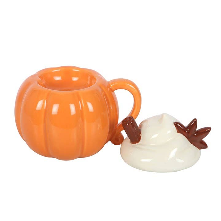Kürbis-Creme Duftlampe mit Deckel – herbstlicher Öl- und Wachswärmer