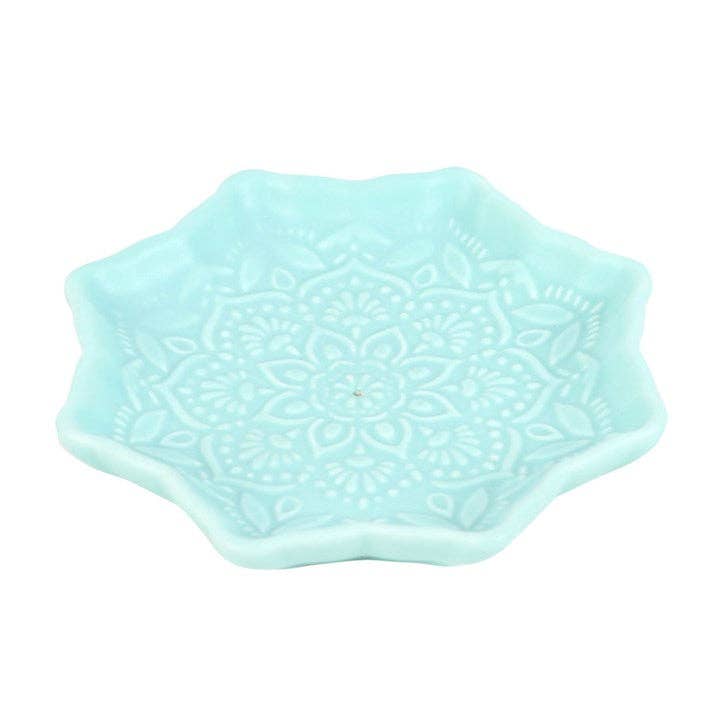 Räucherstäbchenhalter „Mandala“ – Keramik in beruhigendem Blau