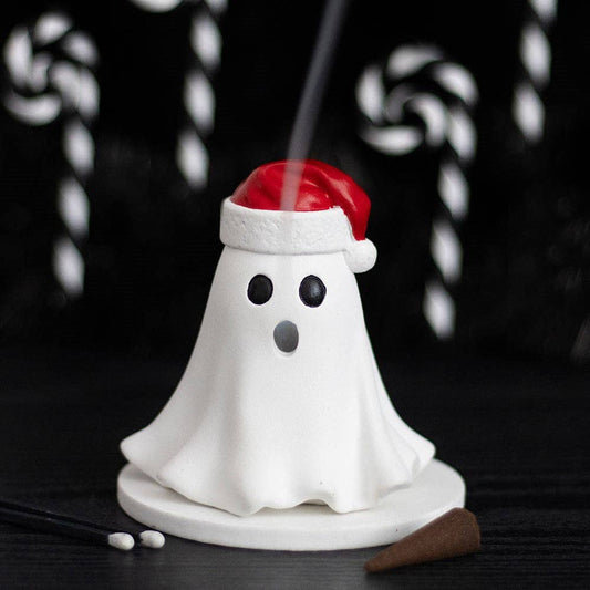 Räucherkegelhalter „Weihnachtsgeist“ – Merry Creepmas mit Weihnachtsmütze