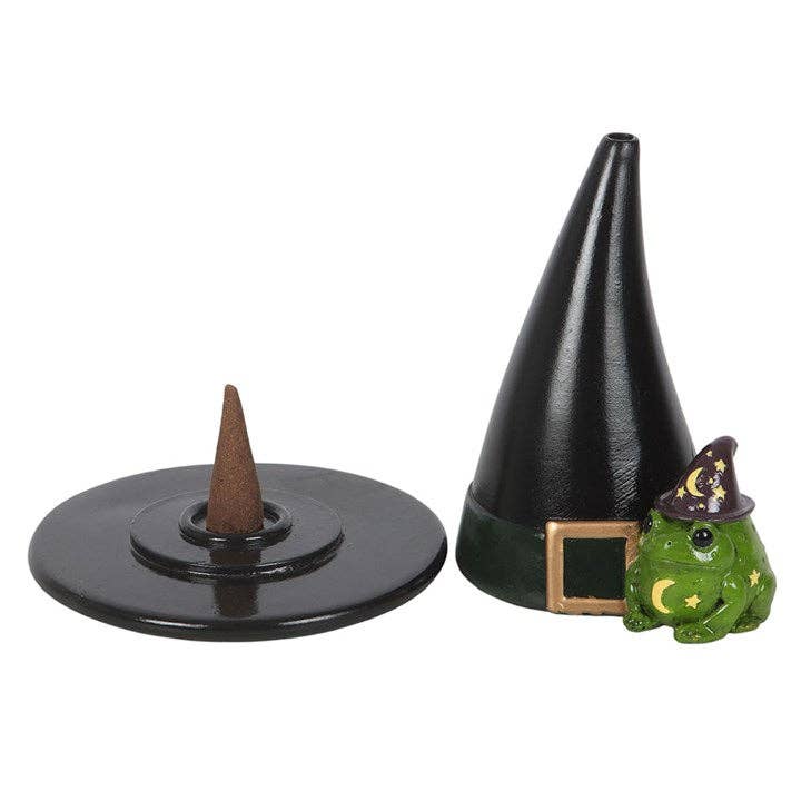 Räucherkegelhalter „Hexenhut mit Kröte“ – Magische Halloween-Dekoration