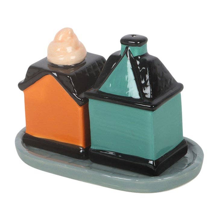 Salz- & Pfefferstreuer „Spooky Street“ – Spukhaus & Magische Apotheke aus Keramik