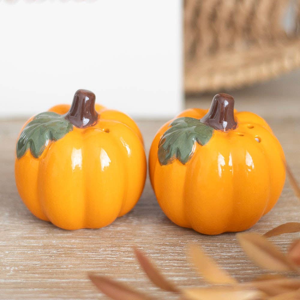 Herbstliche Kürbis-Salz- und Pfefferstreuer