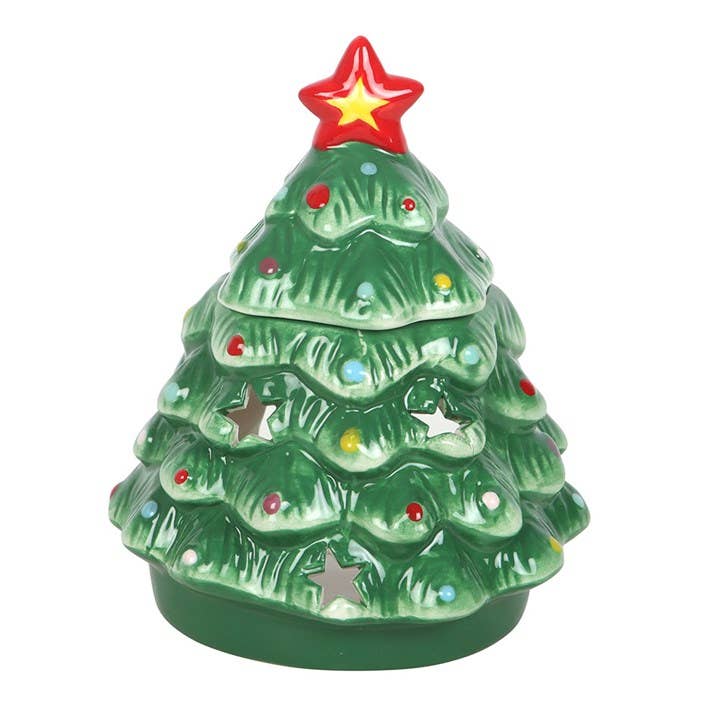 Nostalgischer Weihnachtsbaum-Ölbrenner aus Keramik