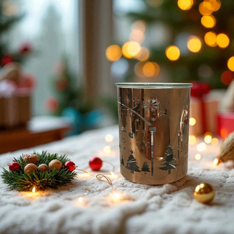 Kupferfarbener Metall-Weihrauchbrenner – Laser-Weihnachtsbogen